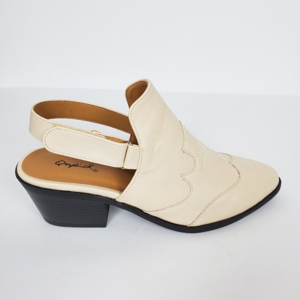 Shoes Slingback Pointy Toe Booties Cream white - Picture 3 of 5